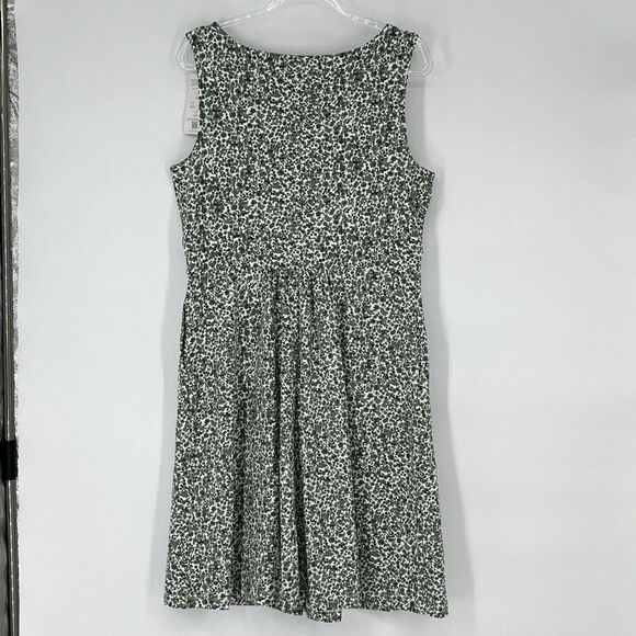 NWT LANDS END Dress Large Green White Floral Sleeveless Fit & Flare Garden Girl - Picture 14 of 16